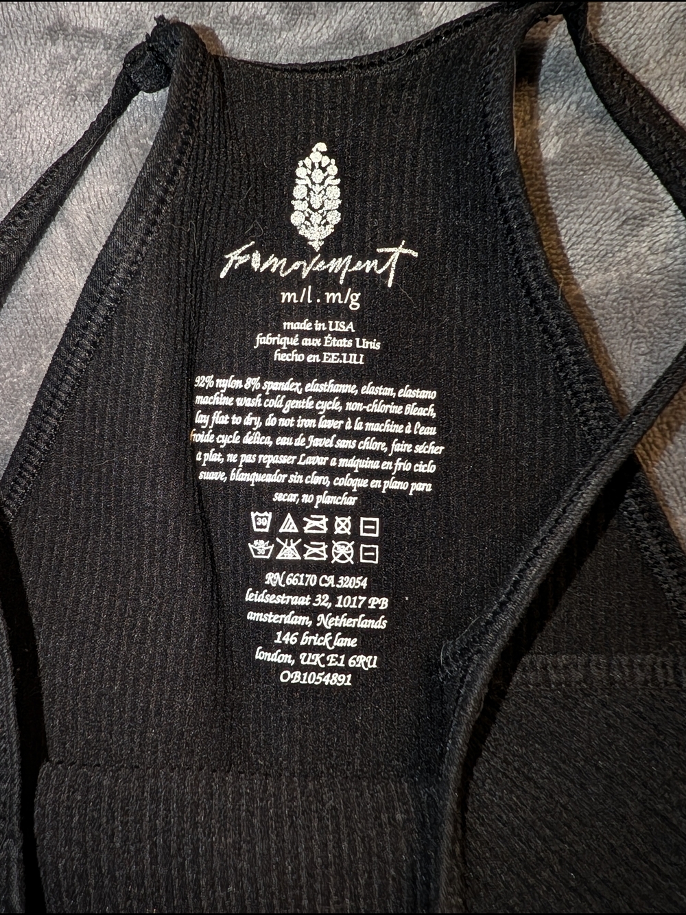FP Movement by Free People Womens Black Rib Racerback Crop Tank M/L Stretch Gym - Picture 2 of 5